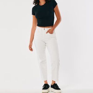 Hollister Ultra High Rise Vintage Ankle Straight White Jeans Denim NWT